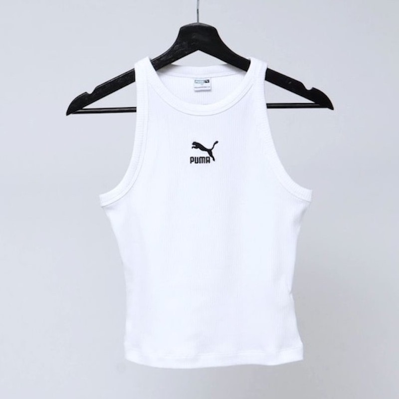 【Mサイズ】PUMA ウィメンズ CLASSICS リブ スリムタンクトップ (PUMA WHITE)　　