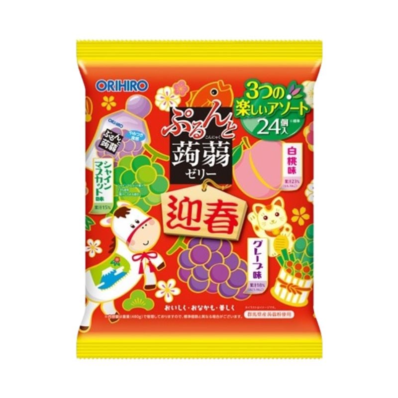 [6個]オリヒロ ぷるんと蒟蒻ゼリー シャインマスカット＋グレープ＋白桃 大袋　480g　賞味期限2026.07.31