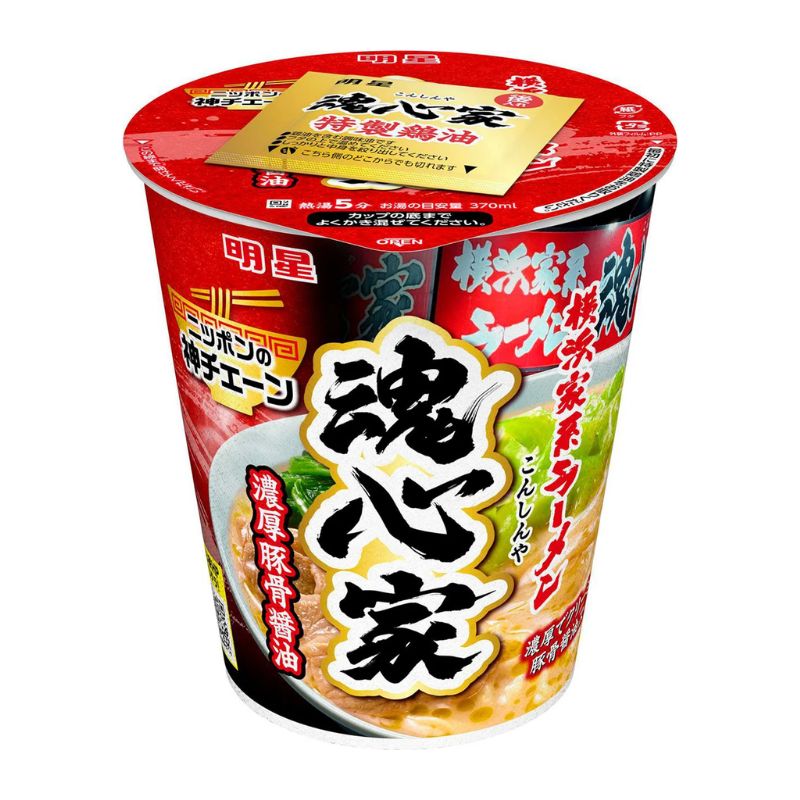 [送料無料][12個]明星 ニッポンの神チェーン 魂心家 濃厚豚骨醤油　105g　賞味期限2026.09.10