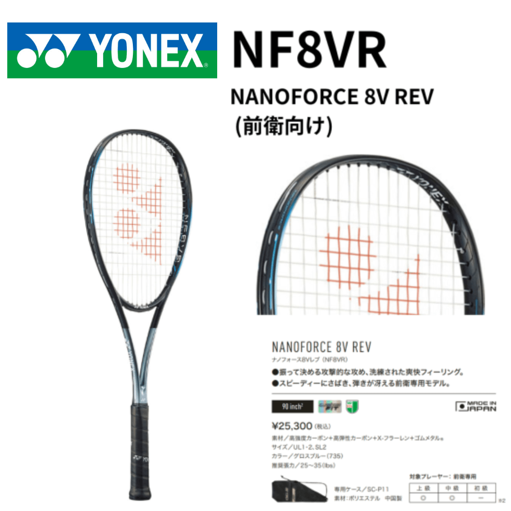 YONEX ヨネックス NANOFORCE 8V REV (前衛向け) | ソフトテニス
