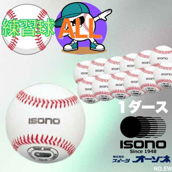 ISONO イソノ 硬式 練習球 (販売単位：1ダース) ※5ダース以上でネーム加工サービス