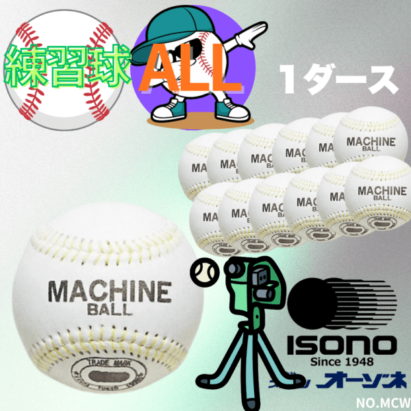ISONO イソノ 硬式 マシン用ボール （ケプラ糸） （販売単位：1ダース） ※5ダース以上でネーム加工サービス