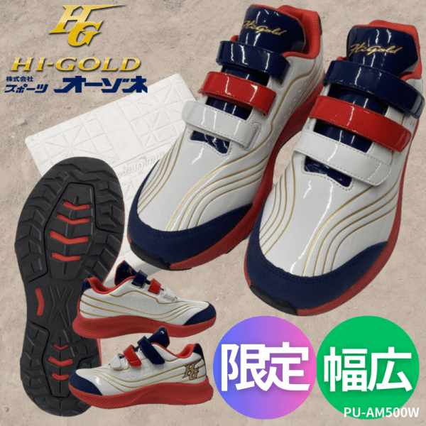 HI-GOLD ハイゴールド トレーニングシューズ 3本ベルト式 軽量設計（幅：2E相当） [カラー：トリコロール]