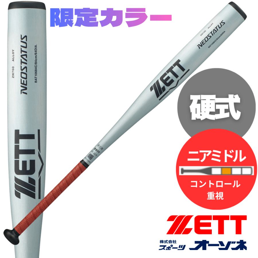 ZETT ゼット ＜新基準＞ 硬式 金属バット NEOSTATUS ネオステイタス （バランス：ミドルニア）
