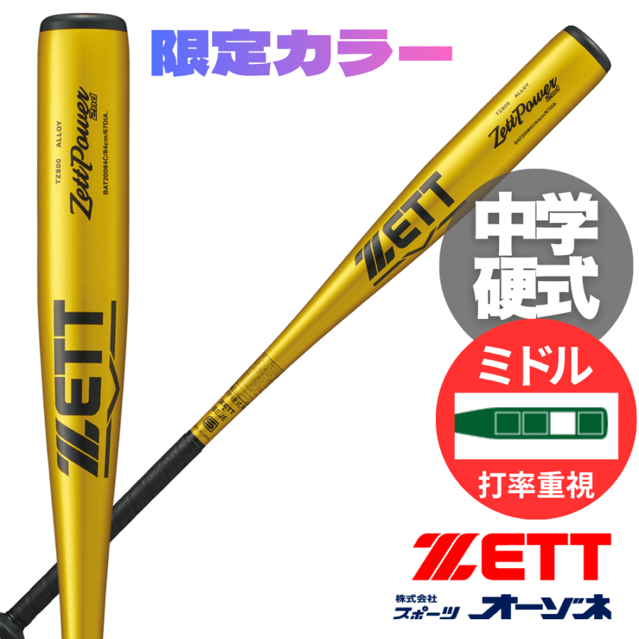 ZETT ゼット ゼットパワーセカンド 中学硬式 金属バット （2026年秋冬