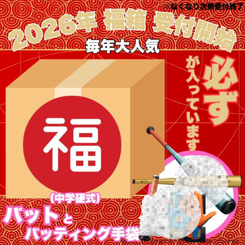 ～NEW～ 【予約受付中】 福箱 2026 （野球その③ 必ず[中学硬式金属]バットとバッティング手袋 両方入っています） ■〆切：12/17（木）　