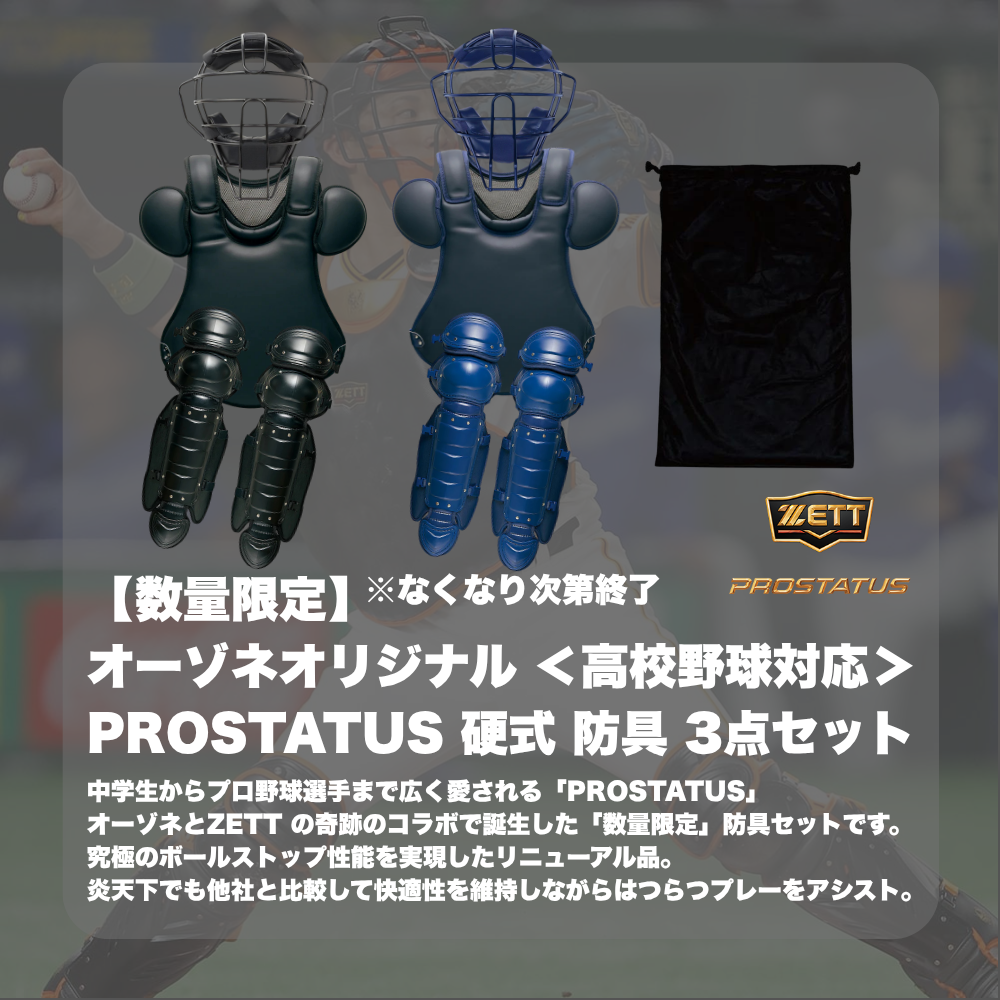 ZETT ゼット PROSTATUS プロステイタス 硬式用 防具4点セット（合成