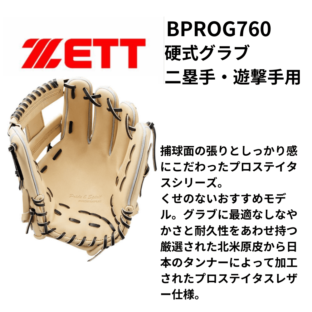 ゼットプロステイタスBPROG640硬式内野手用高校野球対応型付け済