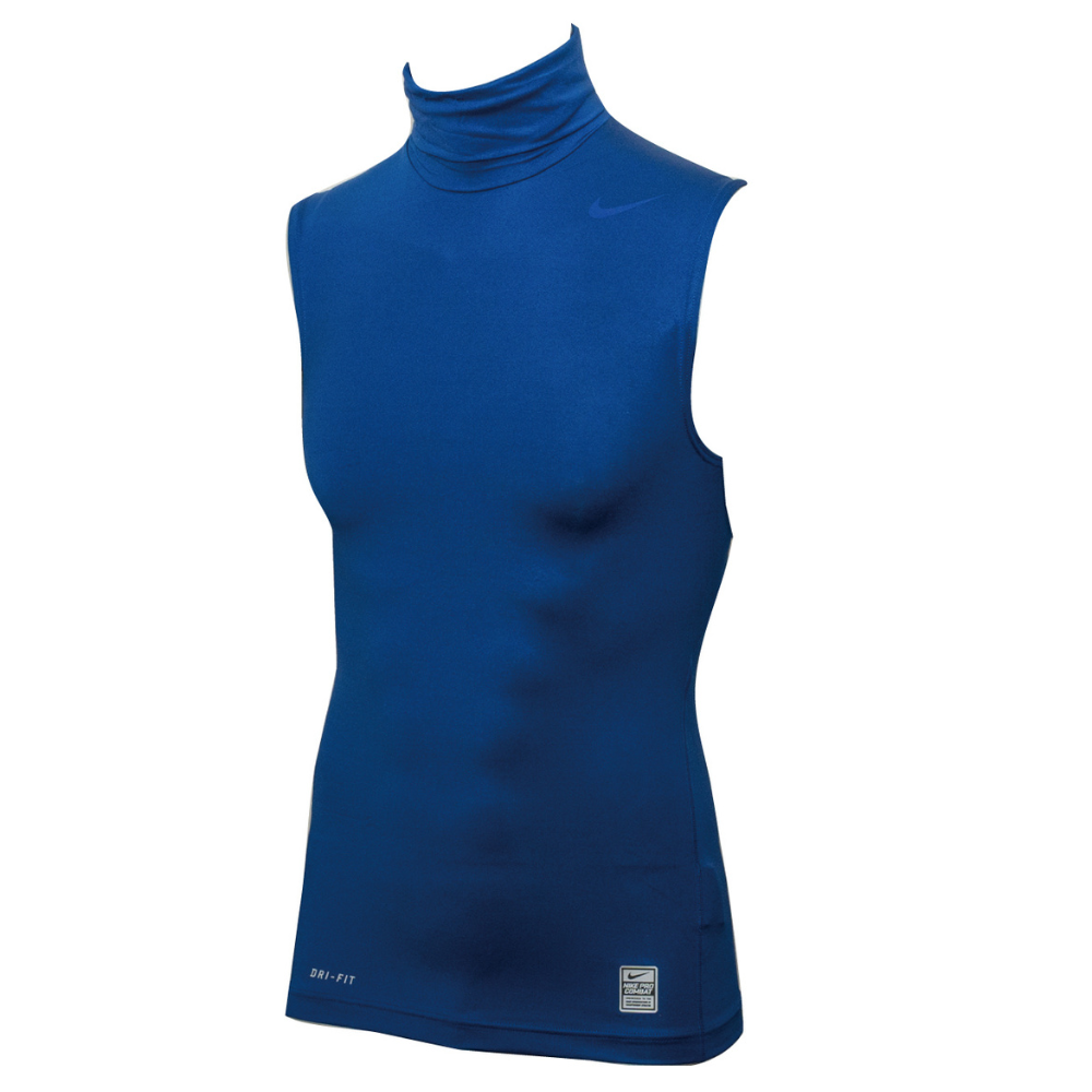 NIKE PRO ELITE ノースリーブシャツ ボーダー ブルー S NIKE ナイキ ノースリーブ ハイネック アンダーシャツ （※高校野球