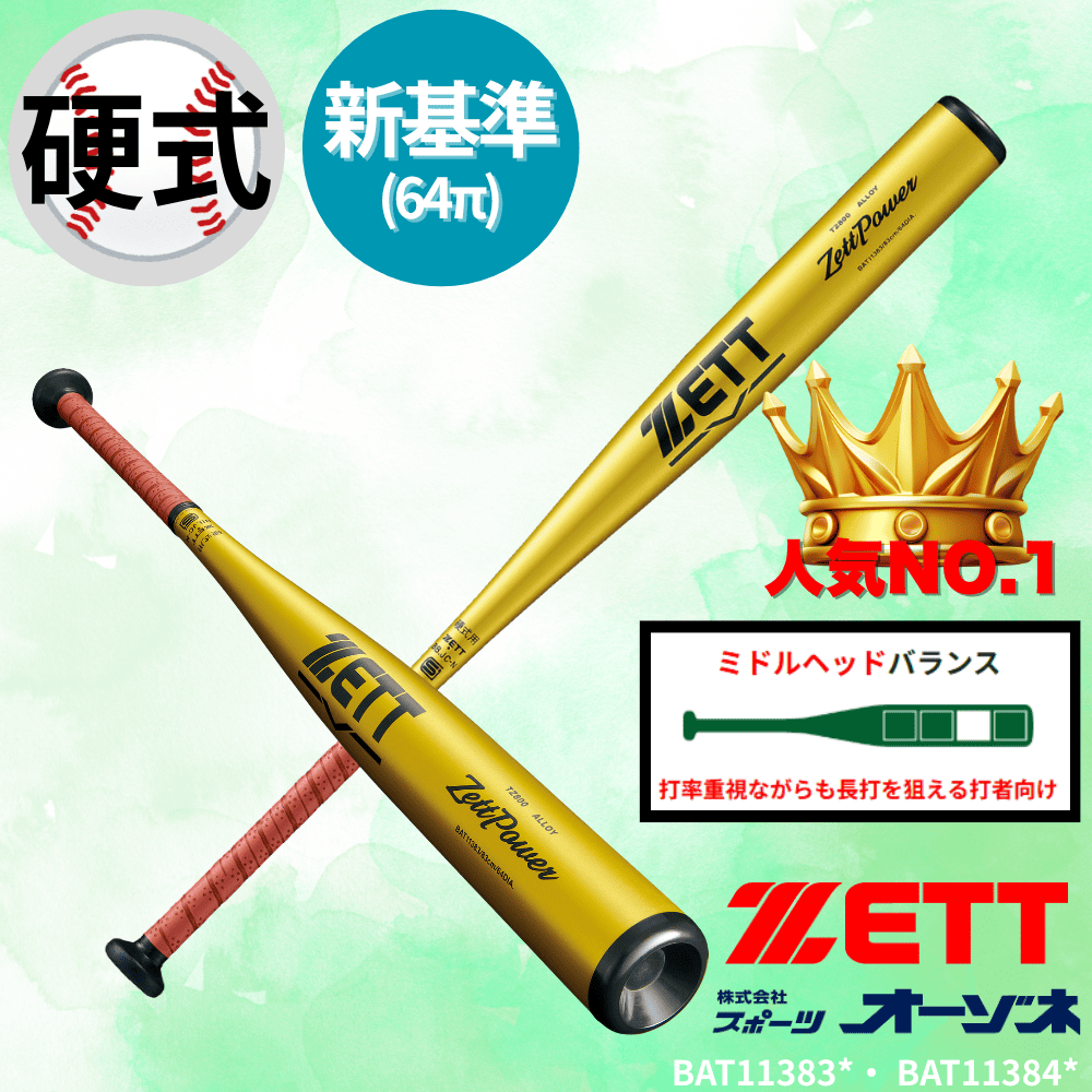 ZETT ゼット <新基準対応> 硬式金属バット ZETTPOWER ゼットパワー （ミドルバランス）