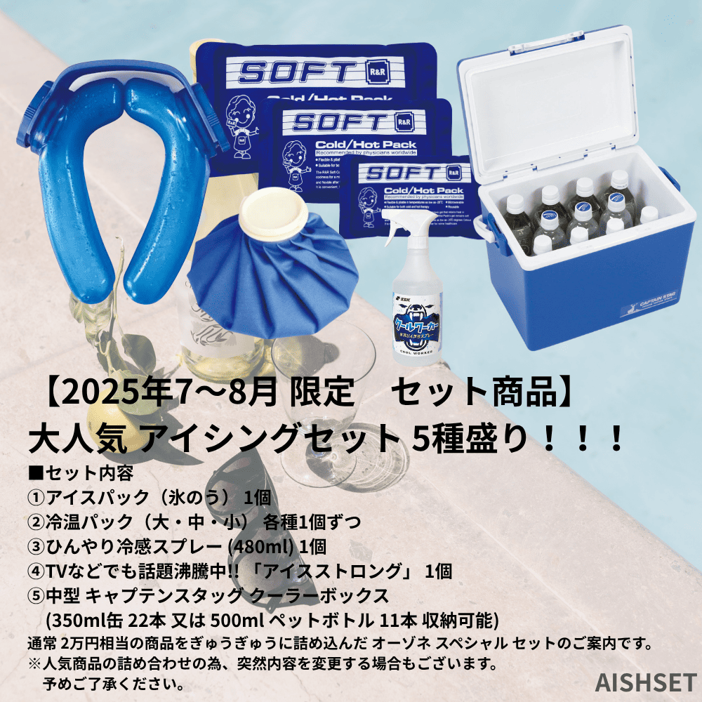【特別企画】 ＜超特価＞ 夏に必須な アイシングセット 5種盛り！ （氷のう／保冷パック／クールネック／クーラーボックス..）
