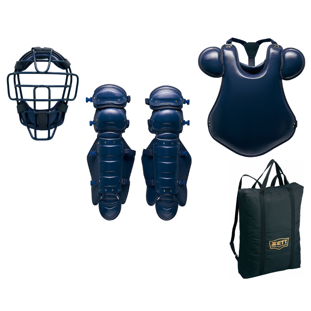 ZETT ゼット 硬式用 防具4点セット 小林選手着用  【フラットプロテクター採用】（合成皮革仕様／フラットプロテクター／スロートガード一体型マスク） 【収納バッグ付】