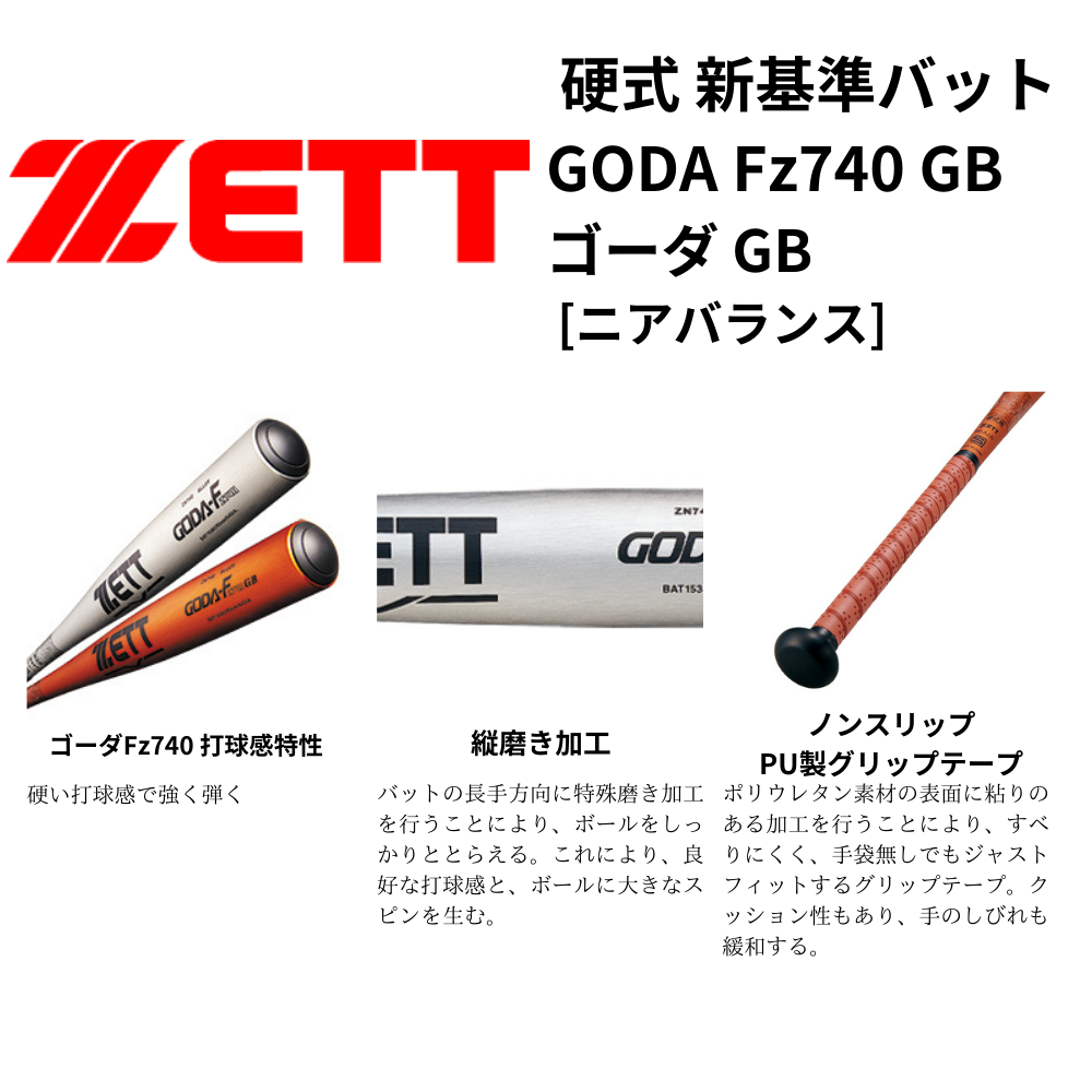 ZETT ゼット 硬式 新基準バット GODA Fz740 GB ゴーダ [ニア