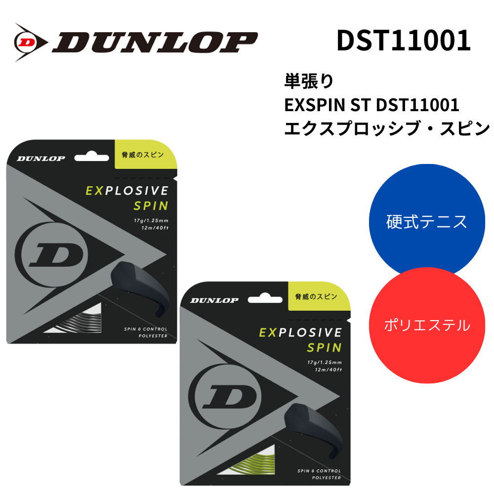 DUNLOP ダンロップ 硬式テニス ストリング 単張り EXSPIN ST DST11001