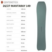 ��GENTEMSTICK�ۥ���ƥ󥹥ƥ��å� ��MANTARAY 149�ۥޥ󥿥쥤 149cm 2026-2027MODEL �Хå�����ȥ꡼ ���Ρ��ܡ��� �ѥ�����
