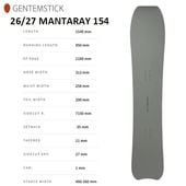 ��GENTEMSTICK�ۥ���ƥ󥹥ƥ��å� ��MANTARAY 154�ۥޥ󥿥쥤 154cm 2026-2027MODEL �Хå�����ȥ꡼ ���Ρ��ܡ��� �ѥ�����