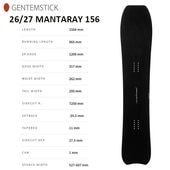 ��GENTEMSTICK�ۥ���ƥ󥹥ƥ��å� ��MANTARAY 156�ۥޥ󥿥쥤 156cm 2026-2027MODEL �Хå�����ȥ꡼ ���Ρ��ܡ��� �ѥ�����