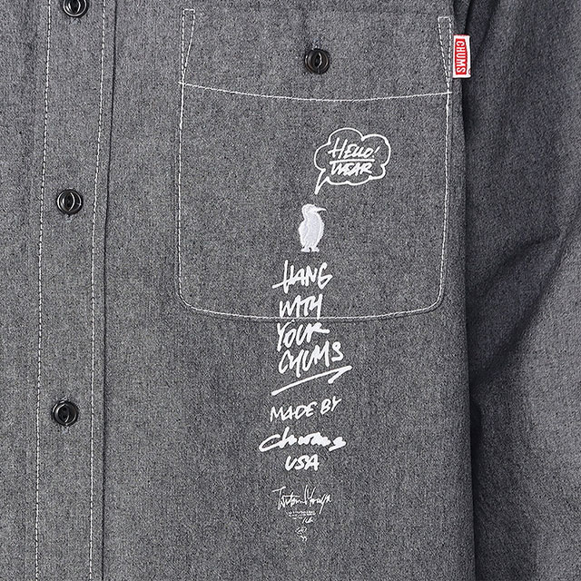 ��CHUMS�� ����ॹ �ڼ����� Chambray L/S Shirt�� �����إ����֥졼���󥰥��꡼�֥���� ����� �ȥåץ� CH02-1276