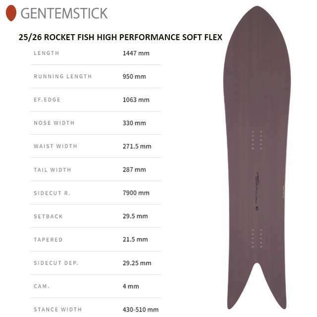 ��GENTEMSTICK�� ����ƥ󥹥ƥ��å� ��ROCKET FISH HIGH PERFORMANCE SOFT FLEX�� 2025-2026 MODEL �����åȥե��å���HPSF 144 ���Ρ��ܡ���