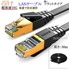 LANケーブル カテゴリ7準拠 30m 平型フラットタイプ STPシールド RJ45 より線 送料無料【メール便の場合】
