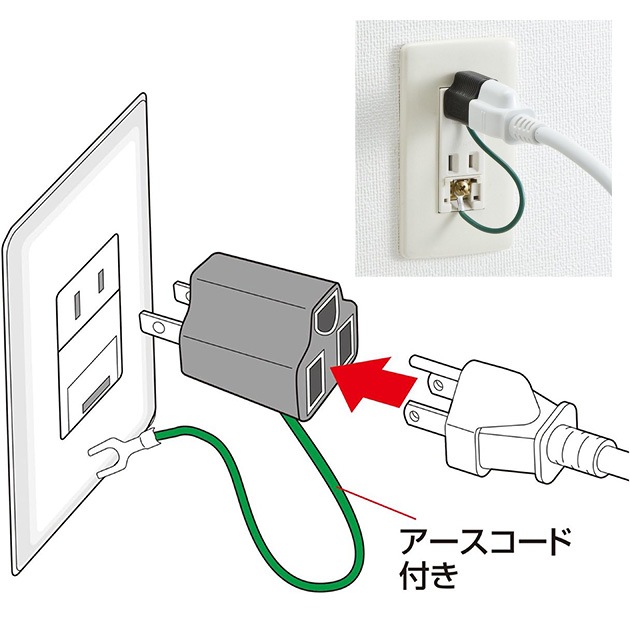 �ڵ��ܥХåե����������б��ۥ��������Ÿ�3P-��������2P�Ѵ��ץ饰(15A/125V) Part.1  3P-2P�Ѵ������ץ���