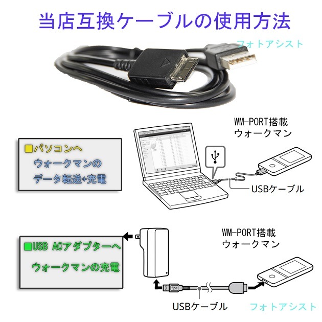 �ڸߴ��ʡ� WALKMAN  WMC-NW20MU�ߴ������֥��AC-NWUM60�ߴ����Ŵ糧�åȡ�USB�����֥�(WM-PORT����) ���������ޥ��š��ǡ���ž�������֥롡AC-NWUM60�ߴ��ʥ����ץ���  ����̵���ڥ᡼���ؤξ���