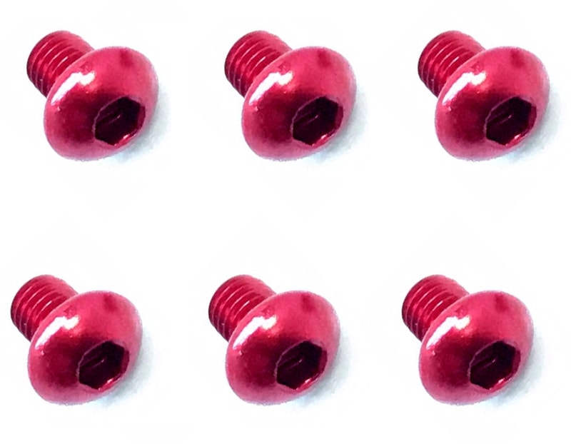 3x4�إå����ܥ���ӥ�(��å�/6����) 3x4 Hex Button Duralumin Screw (red/6 pcs.)