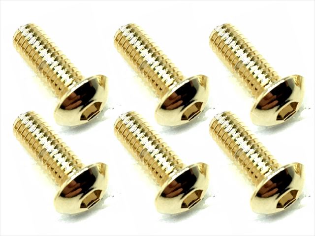 3×8 ステンレスヘックスボタンビス(6本入) 24Kゴールドメッキ 3
