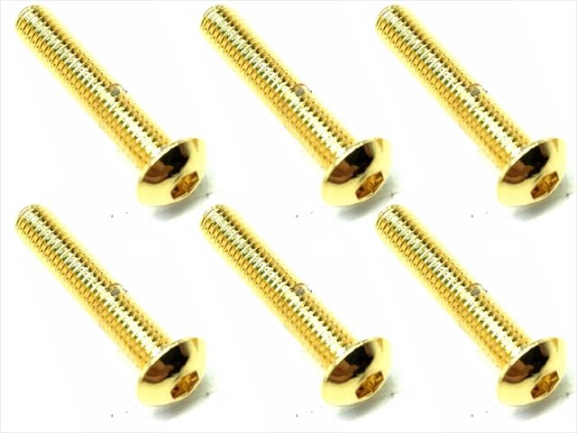 3��16 ���ƥ�쥹�إå����ܥ���ӥ�(6����) 24K������ɥ�å� 3��16 Stainless steel hex Pan Head Screw (6 pcs.) 24K gold plating