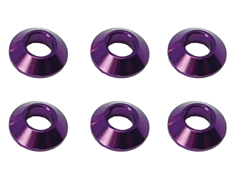 アルミM3テーパーワッシャー パープル 6pcs Aluminum M3 taper