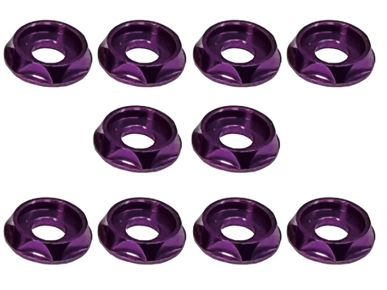 M3 CAP�ӥ��ѥ���ߥ�å��㡼(�ѡ��ץ�) 10pcs Aluminum M3 dish washer for cap screw(purple) 10 pcs.