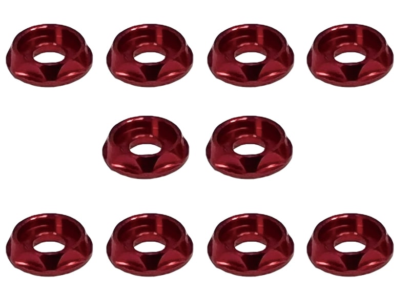 M3 CAP�ӥ��ѥ���ߥ�å��㡼(��å�) 10pcs Aluminum M3 dish washer for cap screw(red) 10 pcs.