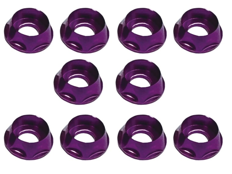 M4 CAP�ӥ��ѥ���ߥ�å��㡼(�ѡ��ץ�) 10pcs Aluminum M4 dish washer for cap screw(purple) 10 pcs.