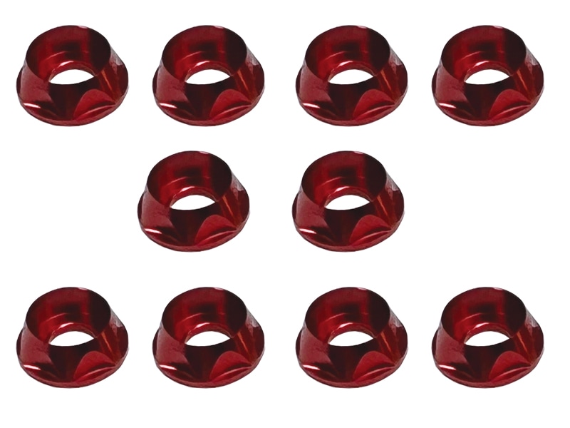 M4 CAP�ӥ��ѥ���ߥ�å��㡼(��å�) 10pcs Aluminum M4 dish washer for cap screw(red) 10 pcs.