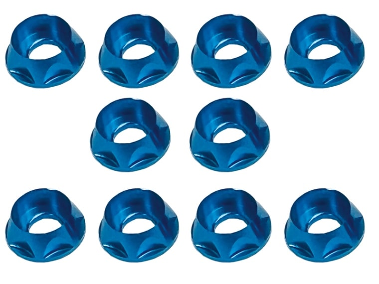 M4 CAP�ӥ��ѥ���ߥ�å��㡼(�饤�ȥ֥롼) 10pcs Aluminum M4 dish washer for cap screw(Light blue) 10 pcs.