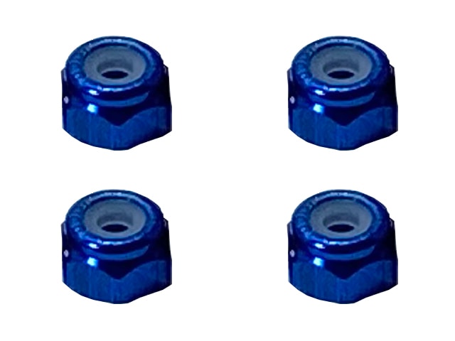 ����ߥʥ�����ʥå� M2 ��ǻ�֥롼) 4pcs 2mm Aluminum nylon nut (YOKOMO Blue)