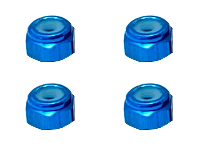 ����ߥʥ�����ʥå� M2 �ʥ饤�ȥ֥롼) 4pcs 2mm Aluminum nylon nut (TAMIYA Blue)