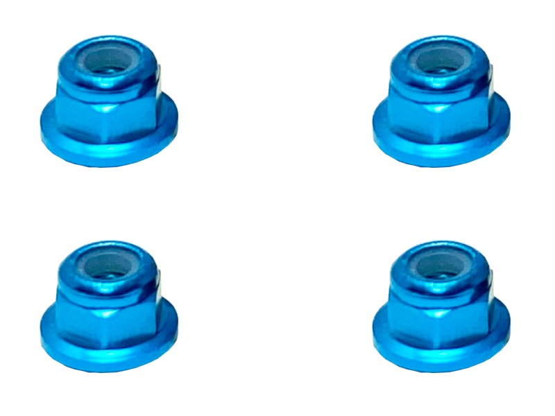 ����ߥե�󥸥ʥ�����ʥå� M3 �ʥ饤�ȥ֥롼) 4pcs 3�� Aluminum flange nylon nut TAMIYA blue