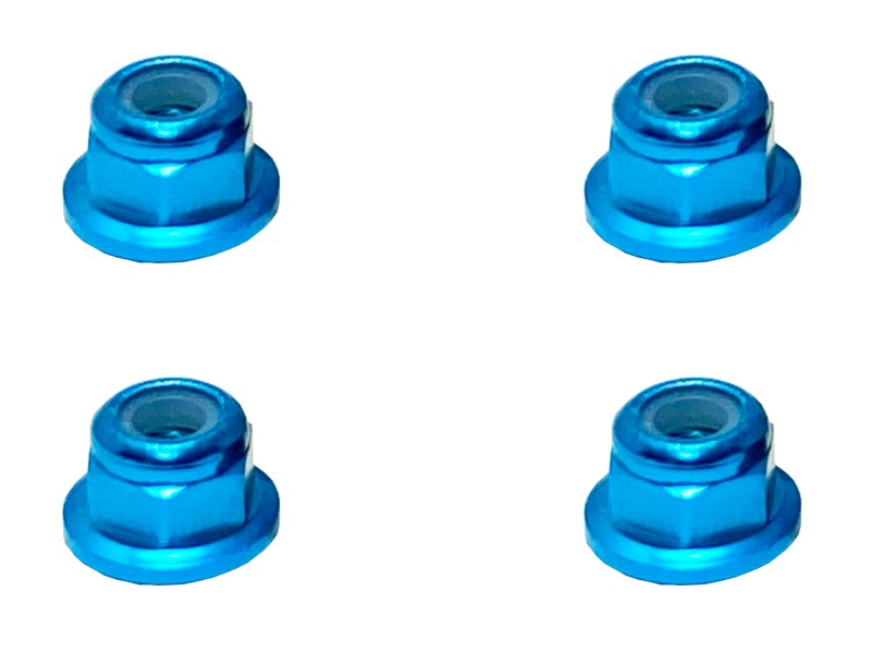 アルミフランジナイロンナット M3 （ライトブルー) 4pcs 3㎜ Aluminum