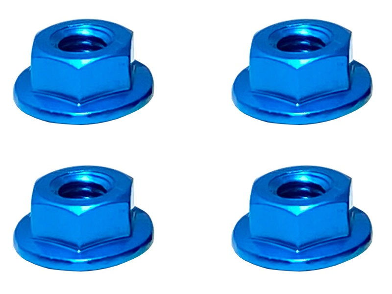 ����ߥե�󥸥��졼�ȥʥå� M4 �ʥ饤�ȥ֥롼) 4pcs Aluminum M4 Flanged Cerate Nut 4 pcs. (TAMIYA Blue)