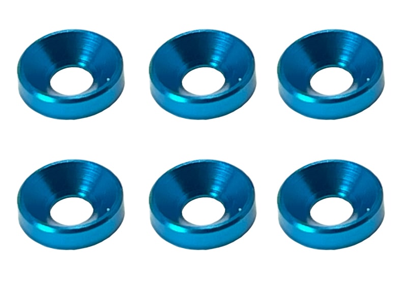 �����M4����å��㡼����10mm �饤�ȥ֥롼 6pcs Aluminum M4 plate washer (TAMIYA Blue) 6pcs.