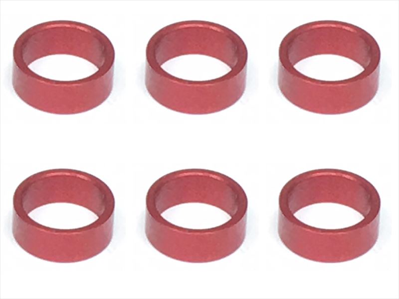 ���������ߥ��顼 ��7.9��6.4��3.0t (6����)��å� Collar 3.0t of adjustment of width of Rear car (6 pcs.) red for 1/12 racing