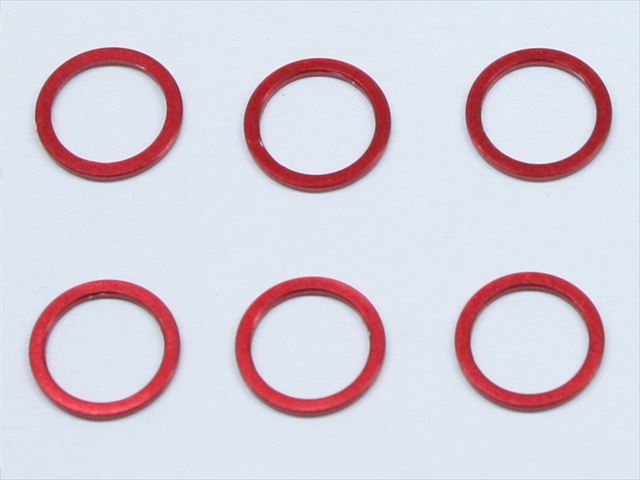 M5����ߥ��顼 ��6.4��5��0.5t (��å�)6������ M5��6.4��0.5t Aluminum Collar (red) 6 pcs.