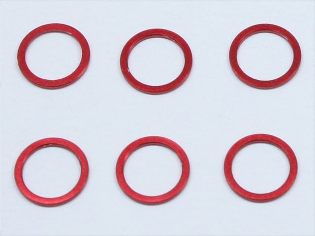 M5����ߥ��顼 ��6.4��5��1.5t (��å�)6������ M5��6.4��1.5t Aluminum Collar (red) 6 pcs.