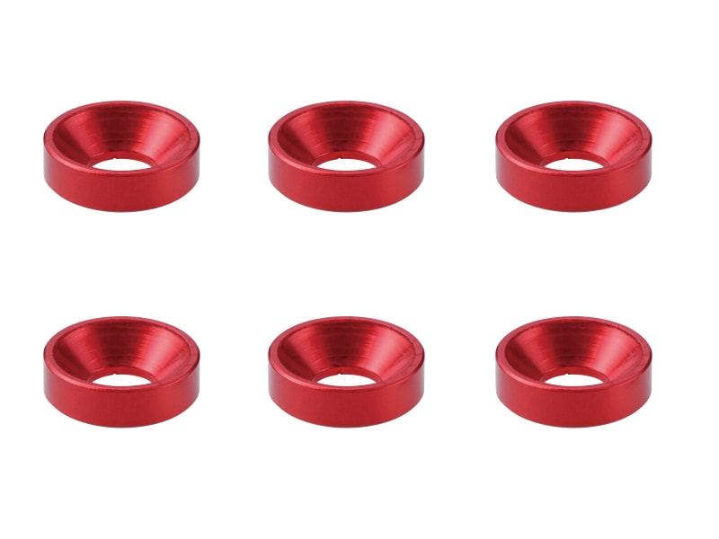 �����M3����å��㡼����7mm ��å� 6pcs Aluminum M3 plate washer red