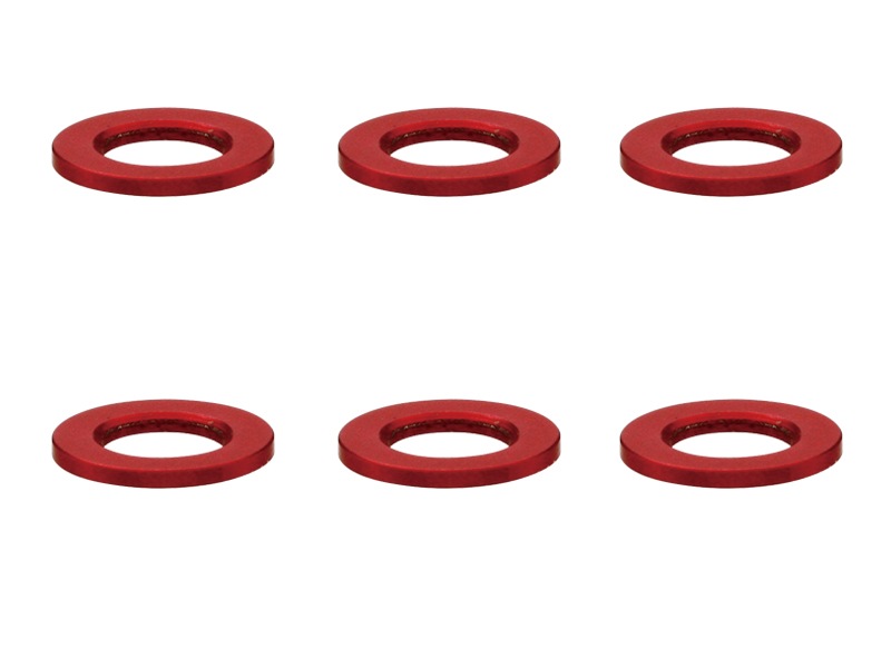 M3����ߥ��顼 ��5.5��3��0.5t (��å�)6������ Aluminum M3 washer 0.5t (red)