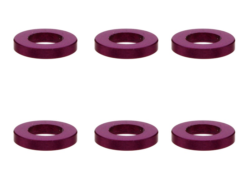 M3����ߥ��顼 ��5.5��3��1.0t (�ѡ��ץ�)6������ Aluminum M3 washer 1.0t (purple)