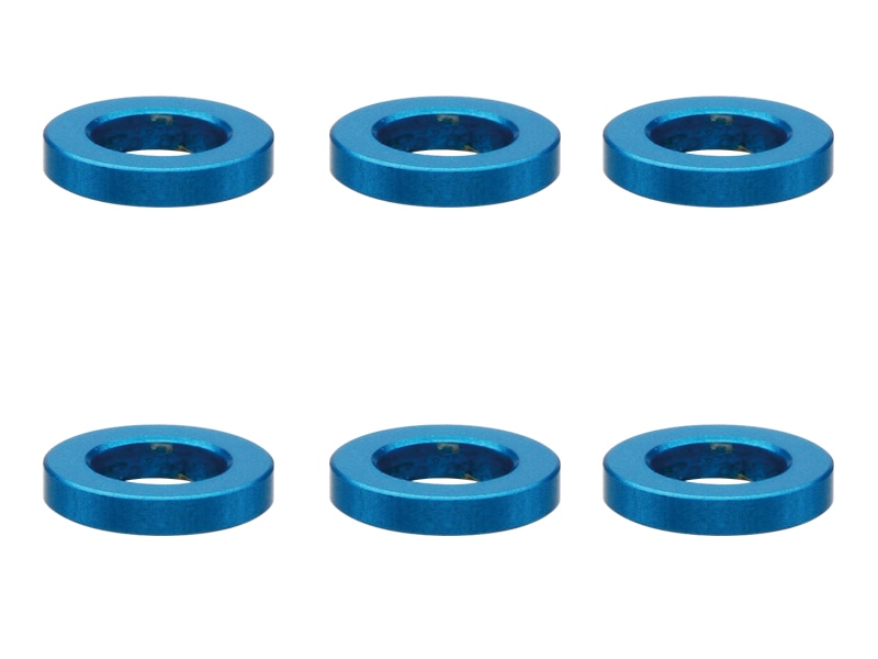 M3����ߥ��顼 ��5.5��3��1.0t (�饤�ȥ֥롼)6������ Aluminum M3 washer 1.0t (TAMIYA Blue)