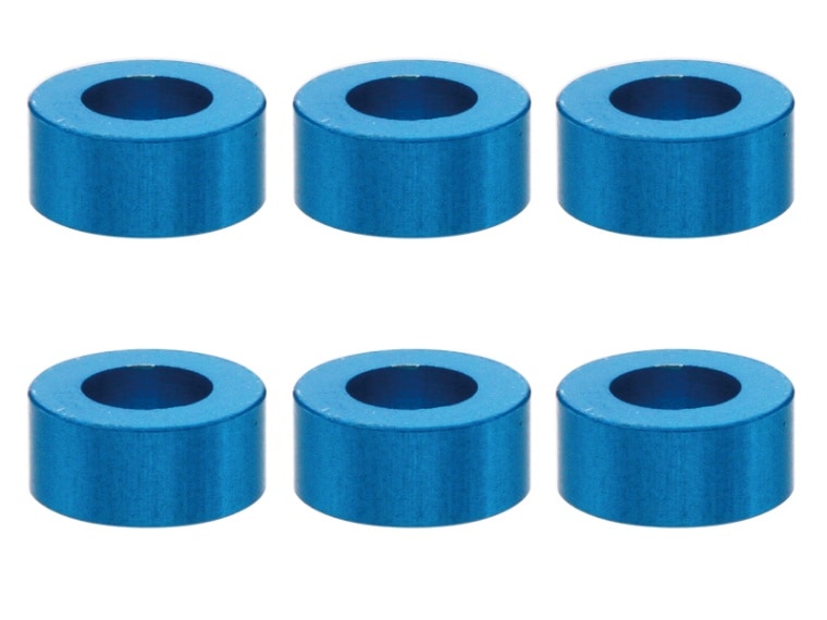 M3����ߥ��顼 ��5.5��3��2.5t (�饤�ȥ֥롼)6������ Aluminum washer 3��2.5t (TAMIYA Blue)