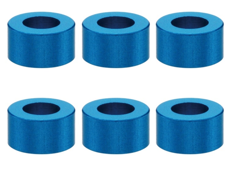 M3����ߥ��顼 ��5.5��3��3.0t (�饤�ȥ֥롼)6������ Aluminum washer 3��3.0t (TAMIYA Blue)